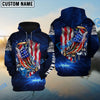 BlueJose Personalized Bass Fishing 3D American Flag Patriotic Hoodie