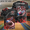 BlueJose Bowling And Pins Angry Shark Customized Name, Team Name 3D Shirt (4 Colors)