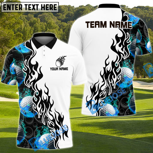 BlueJose Fireball Golf Shirt Customized Name, Team Name 3D Shirts (4 Colors)