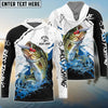Bluejose Bass Fishing Black White Water Flow Custom Name & Team Name 3D Shirts