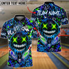 BlueJose Bowling And Pins Crazy Smile Neon Graffiti Customized Name, Team Name 3D Shirt (4 Colors)