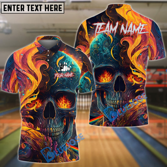BlueJose Bowling Flaming Skull Abstract Personalized Shirt