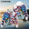 Bluejose Bass Fishing Watercolor USA Flag Custom Name & Team Name Shirts For Kids