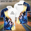 BlueJose Bowling And Pins White Golden Lightning Customized Name, Team Name 3D Shirt (4 Colors)