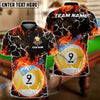 BlueJose Billiards Ball 9 Fire Colorful Rays Of Light Premium Personalized Name Shirt (6 Colors)