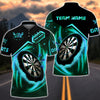 BlueJose Dartboard Blue Fire Personalized Name, Team Name Shirt