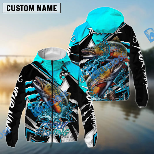 Bluejose Trout Fishing Black Blue Scratch Sport Custom Name & Team Name 3D Shirts