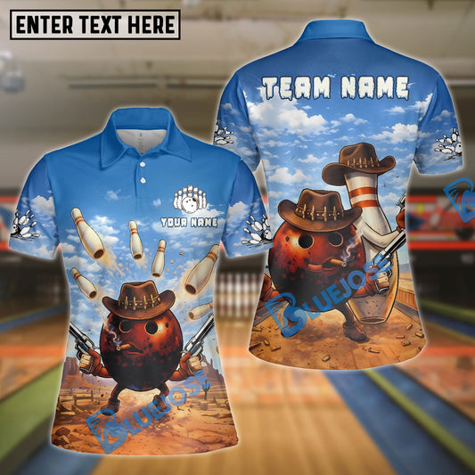 BlueJose Bowling Cowboy Pin Western Action Art Personalized Name, Team Name 3D Shirt