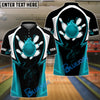 BlueJose Cyan Flame Bowling Ball Premium Customized Name 3D Shirt