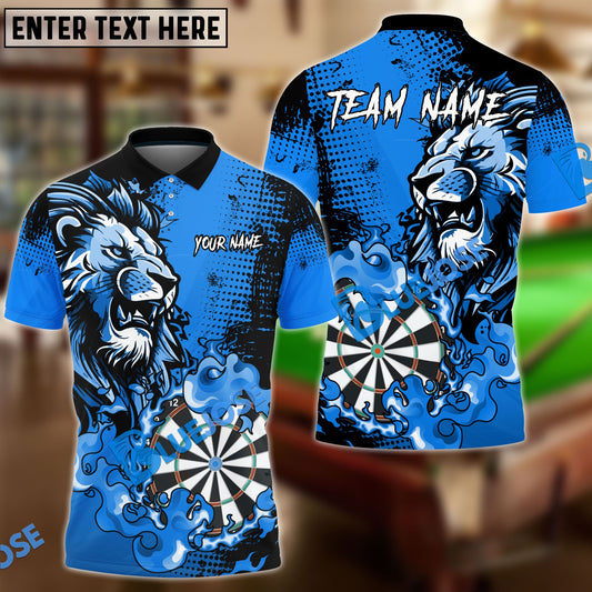 BlueJose Darts Flame Lion Personalized Name, Team Name Pocket Shirt (4 Colors)