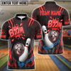 BlueJose Bowling Boom Cartoon Impact Customized Name, Team Name 3D Shirt (4 Colors)
