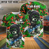 BlueJose Bowling And Pins Streetwear Bear With Bowling Design Customized Name, Team Name 3D Shirt (4 Colors)