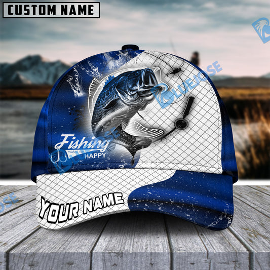 BlueJose Personalized Bass Fishing Dark Blue Skin Sport Classic Cap