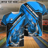 BlueJose Bowling And Pins Flame Smoke Premium Customized Name 3D Shirt (4 Colors)