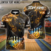 BlueJose Bowling And Pins Black Panther Lightning Customized Name 3D Shirt (6 Colors)