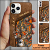 BlueJose Deer Hunting Premium Brown Pattern Personalized Name Phone Case (4 colors)