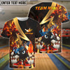 BlueJose Bowling And Pins Royal Flames Customized Name, Team Name 3D Shirt (4 Colors)