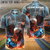 BlueJose Bowling And Pins Thunder Lightning Flame Eagle Customized Name, Team Name 3D Shirt (4 Colors)