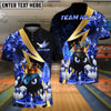 BlueJose Bowling And Pins Royal Flames Customized Name, Team Name 3D Shirt (4 Colors)