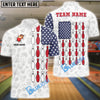 BlueJose Bowling US Flag Shoulder Customized Name, Team Name 3D Shirt (Black & White)