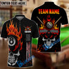 BlueJose Billiards Ball 8 Skull Fire Personalized Name & Team Name Shirt (4 Colors)