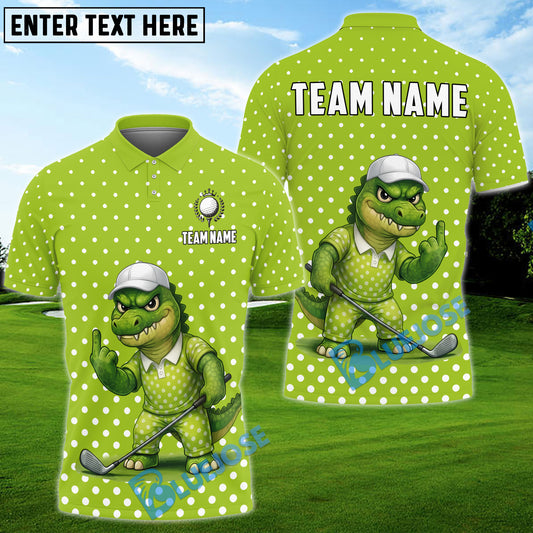 BlueJose Golf Funny Alligator Polka Dot Cartoon Personalized Name, Team Name 3D Shirt (4 Colors)