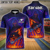 BlueJose Bowling And Pins Flame Grim Reaper With Fire Wolf Design Customized Name, Team Name 3D Shirt (4 Colors)
