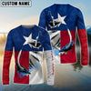 Bluejose Tx Fishing 3D Fish Hook Texas Flag   Custom Long Sleeves Shirts  Personalized  Gifts