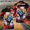 BlueJose Bowling & Pins Beer Party Funny Cartoon Customized Name, Team Name 3D Shirt (6 Colors)