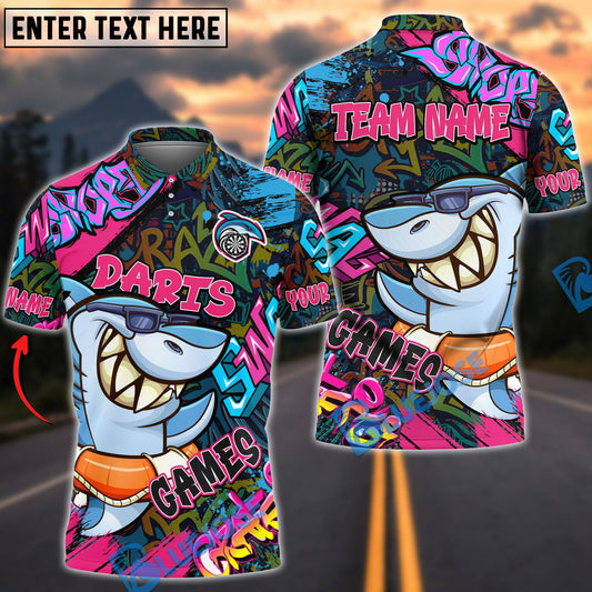 BlueJose Darts Funny Shark Graffiti Personalized Shirt