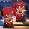 BlueJose Bowling and Pins Curve Colorful Land Customized Name, Team Name 3D Shirt (5 Colors)