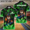 BlueJose Bowling And Pins Cartoon Gangster Dog Customized Name, Team Name 3D Shirt (4 Colors)