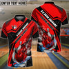 BlueJose Bowling And Pins Flame Smoke Premium Customized Name 3D Shirt (4 Colors)