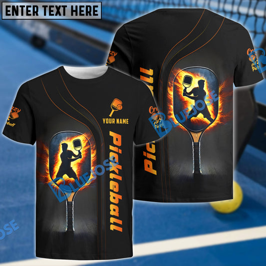 Custom Pickleball T Shirt, Crazy Pickleball Fire Effect, Gifts For Pickleball Players