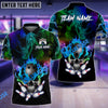 BlueJose Bowling And Pins Multicolor Skull Smoke Pattern Customized Name, Team Name 3D Shirt