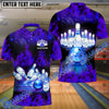 BlueJose Bowling Flame Pattern Multicolor Customized Name 3D Polo Shirt