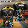 BlueJose Bowling And Pins Thunder Bowl Multicolor Customized Name 3D Shirt ( 4 Colors )