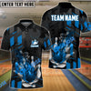 BlueJose Bowling And Pins Flame Smoke Customized Name 3D Shirt (6 Colors)