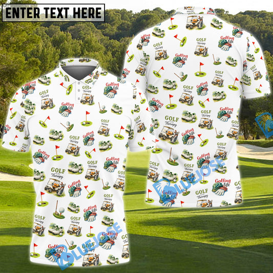 BlueJose Golf Is My Therapy Pattern Golf Shirt, Golfing Life Polos, Golf Gift For Golf Lovers, Funny Golf Shirts