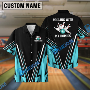 BlueJose Bowling Rolling With My Homies Personalized Name Hawaiian Shirt