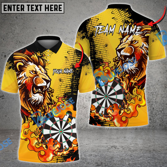 BlueJose Darts Flame Lion Personalized Name, Team Name Shirt (4 Colors)