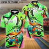 BlueJose Bowling And Pins Cartoon Duck Graffiti Customized Name, Team Name 3D Shirt (4 Colors)