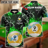BlueJose Billiards Ball 9 Fire Colorful Rays Of Light Premium Personalized Name Shirt (6 Colors)