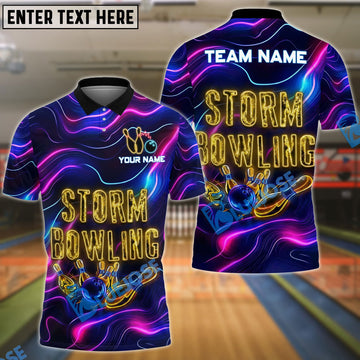BlueJose Bowling Neon Storm Gutterly Ridiculous Personalized Name, Team Name 3D Shirt