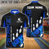 BlueJose Bowling And Pins Strike Design Flaming Ball Customized Name, Team Name 3D Shirt (4 Colors)