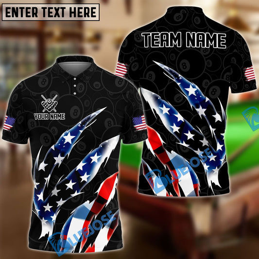 BlueJose Billiards Ball 8 Patriotic Scratch Personalized Shirt (2 Colors)
