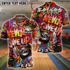 BlueJose Bowling And Pins Funny Never Give Up Graffiti Pattern Customized Name, Team Name 3D Shirt (4 Colors)