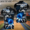 BlueJose Bowling And Pins Alpha Flame Wolf Customized Name 3D Shirt (4 Colors)