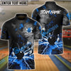 BlueJose Bowling And Pins Volcano Lava Explosion Lightning Customized Name, Team Name 3D Shirt (4 Colors)