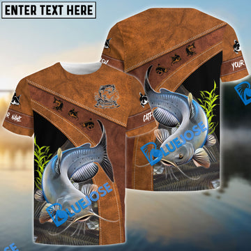 BlueJose Catfish Fishing Customize Name Fishing T-Shirt